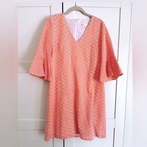 Jude Connally Orange and white bell sleeve dress size medium